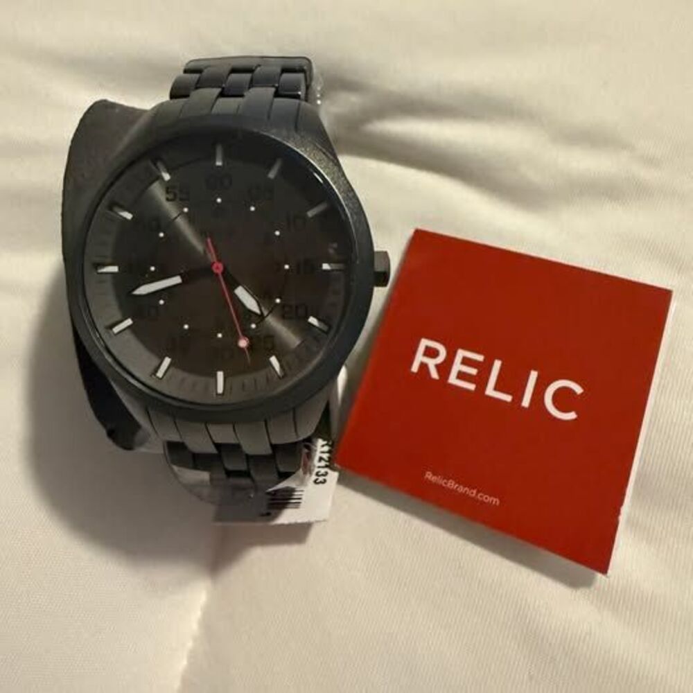 Relic Men's Black Stainless Steel Watch